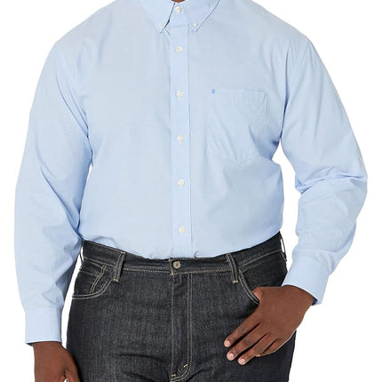 Izod Men's Performance Comfort Long Sleeve Solid Button Down Shirt, American Dream, XL