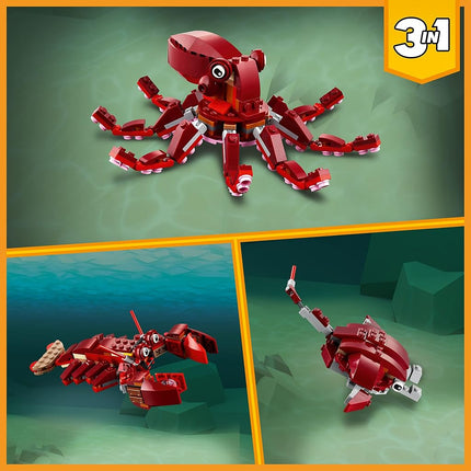 LEGO Creator 3 in 1 Sunken Treasure Mission Submarine Toy, Underwater Creatures Transform from Octopus tp Lobster to Manta Ray, Fun Sea Animal Figures, 31130