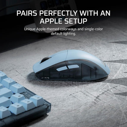 Corsair M75 Wireless RGB Lightweight Gaming Mouse for Mac � 26,000 DPI, Swappable Side Buttons, Optical Switches, iCUE Compatible � Glacial Blue