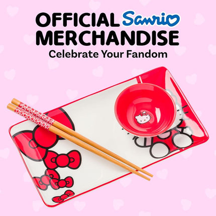 Silver Buffalo Hello Kitty Red and White Classic Boxed 3pc Ceramic Sushi Set