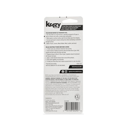 Elmer's Krazy Glue Maximum Bond Super Glue, No-Run Gel, Maximum Control, 4-Gram (KG49048MR)