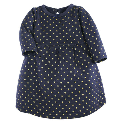 Hudson Baby Girls' Cotton Dresses, Metallic Navy Pink, 5T