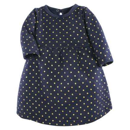 Hudson Baby Girls' Cotton Dresses, Metallic Navy Pink, 9-12 Months