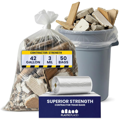 Plasticplace Contractor Trash Bags 42 Gallon │ 3.0