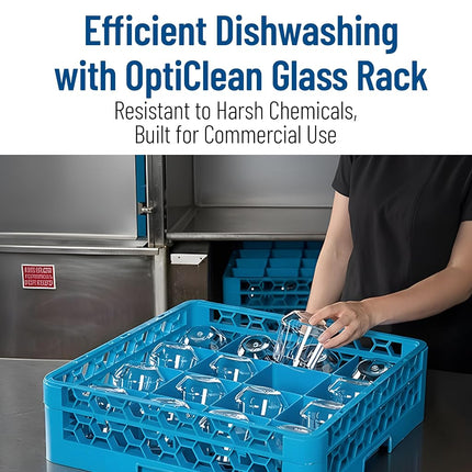 Carlisle FoodService Products Opticlean Plastic Glass Rack, Divided Extender with 16 Compartments for Cleaning, Factories, 19.875 X 19.875 X 1.75 Inches, Lavender