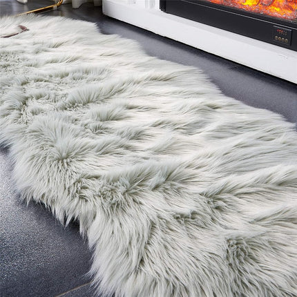 EasyJoy Soft Faux Sheepskin Fur Chair Couch Cover Area Rug for Bedroom Floor Sofa Living Room (2 x 6 ft Sheepskin, Light Grey)