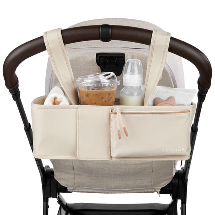 Skip Hop Ultimate Stroller Organizer Universal Fit with Adjustable Straps, Magnetic Flaps and Convertible Design That fits 40 oz. Tumblers, Oat
