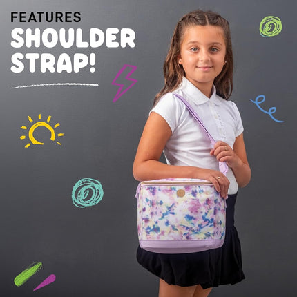 Sac à lunch isotherme Fit & Fresh pour enfants garçons et filles, sac à lunch pour enfants avec 2 sacs à collation réutilisables, boîte à lunch scolaire, Cypress Tie Dye Rose Multicolore