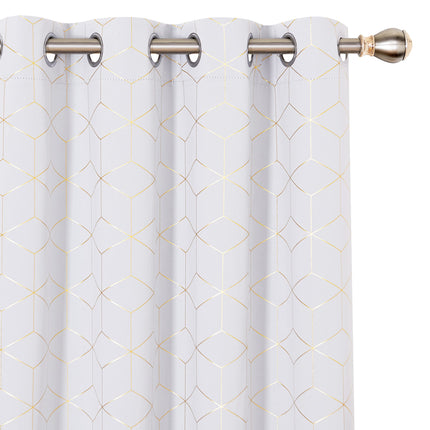 Deconovo Gold Diamond Foil Print Blackout Curtains