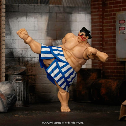 Jada Street Fighter II E. Honda Action Figure – 1:12 Deluxe Scale Toys – 6" Tall, Fully Articulated, Collector Packaging