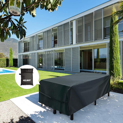 Velway Patio Table Cover Rectangle Waterproof Patio Furniture Cover for Outdoor Table and Chairs 84”Lx52”Wx29”H Oxford Dining Table Cover Tear-Resistant Wind Dust Proof Furniture Set Covers for Winter