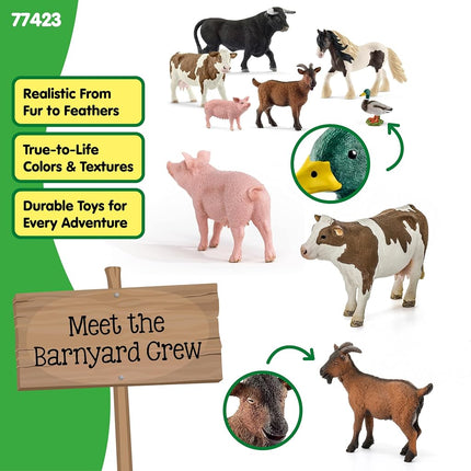 SCHLEICH Farm World 77423 Farm Horse, Cow, Bull, Goat, Duck and Pig - 6-Piece Animal Play Set, Realistic, Robust Animal Figures, Farm Toy for Children from 3 Years