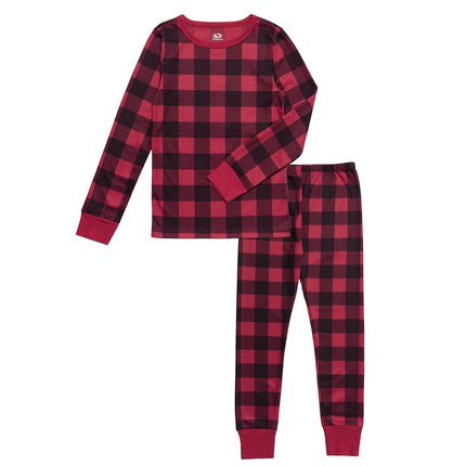 Conjunto de ropa interior térmica de gofre prémium para niños Fruit of the Loom, a cuadros de búfalo, talla XG