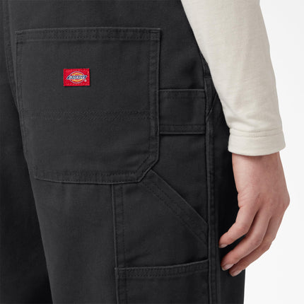 Dickies Womens W Bib Relaxed Straight, Rinsed Black, Medium