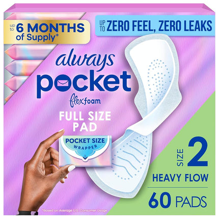 Always Pocket Feminine Pads with FlexFoam, Size 2,