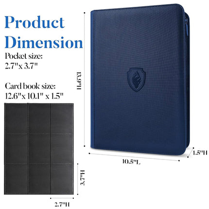 9 Pocket Trading Card Binder, Fabmaker 360 Pockets Zipper Card Binder, Premium PU Binder for Cards, Durable Card Book, Side Loading Card Folders, Card Album for MTC, TCG, Game Cards, Sports Cards