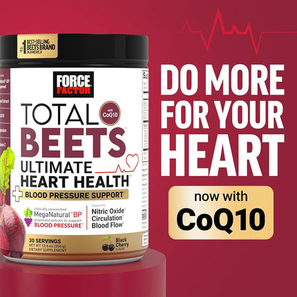 Force Factor Total Beets Drink Mix Superfood Powder with Nitrates to Support Circulation, Blood Flow, Nitric Oxide, Energy, Endurance, and Stamina, Cardiovascular Heart Health Supplement, 30 Servings