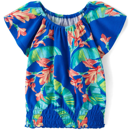 The Children's Place Girls' Smocked Short Sleeve T
