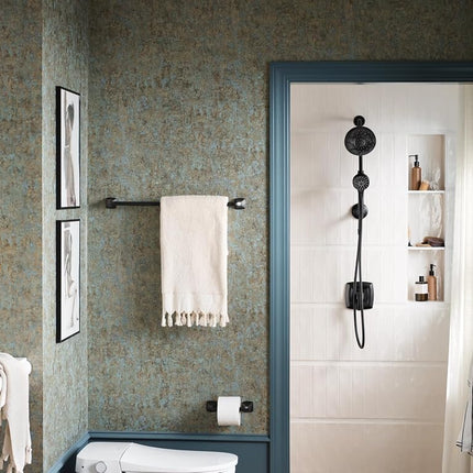 Applique de salle de bain à 1 lumière et à double montage Moen Voss Noir mat avec verre dépoli, YB5161BL