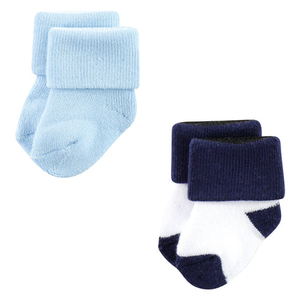 Luvable Friends Baby Girls Unisex Newborn Terry Socks, Mint Navy Stripes 12-Pack, 0-6 Months, (Pack of 12)