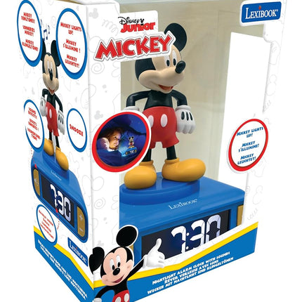 LEXIBOOK, Disney Mickey, Mickey Nightlight Alarm Clock, Sounds and Melodies, LCD Backlit Screen, Luminous, Snooze, Blue, RL800MCH