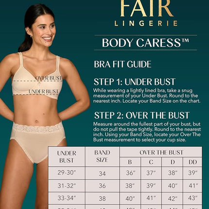 Vanity Fair Women's Bra with 2-Way Convertible Straps, Body Caress Full Coverage, Lightly Lined Cups Up to Dd, Wirefree-Ivory, 34B