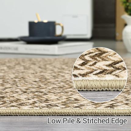 LUXLOOM Alfombra Larga Lavable Estampada 2x8 para Pasillos, Patrón Trenzado Antideslizante, Alfombrilla de Baño, Alfombra Moderna Suave para Dormitorio, Alfombras de Cocina de Granja, Alfombras de Entrada, Alfombra Resistente a Manchas 2'x8' Natural