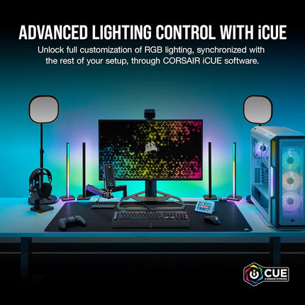 Corsair MM700 RGB Extended 3XL Cloth Gaming Mouse Pad - 1,220mm x 610mm (48” x 24”) - 360° RGB Lighting - Two USB Port Hub - Thick Rubber - Black