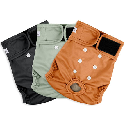Female Dog Diapers - Premium Reusable Diapers for Doggie in Heat - Highly Absorbent XL Dog Diapers Female for Pet Incontinence with Adjustable Snaps Brown Black, XL