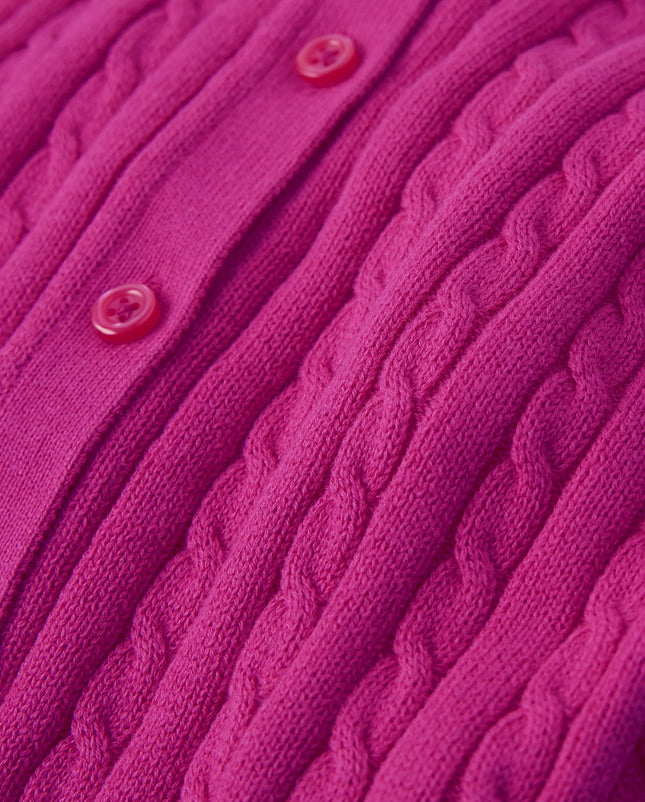 Gymboree Girls and Toddler Long Sleeve Cable Knit Cardigan Sweater, Magic Magenta, 5T