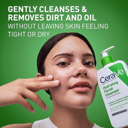 CeraVe Hydrating Facial Cleanser 16 oz for Daily Face Washing, Dry to Normal Skin