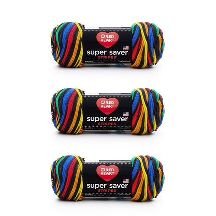 Red Heart Super Saver Pack of 3 - Primary Stripes 