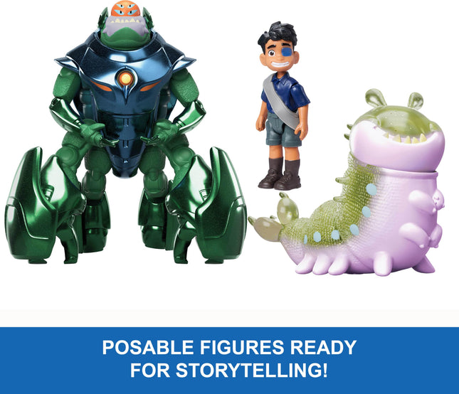 Mattel Disney and Pixar Elio Action Figure Storyteller 3 Pack, Elio, Ambassador Grigon and Glordon Characters, Posable Movie Toys at 4-in Scale