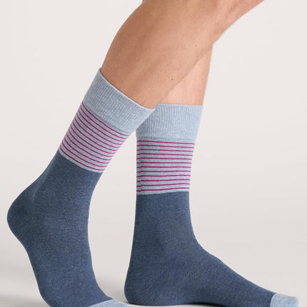 Ted Baker Men's 3 Pack Pattern Crew Dress Socks, Lt Denim Heather/Navy/Cashmere Blue, One Size
