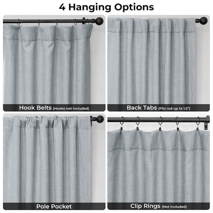 HPD Half Price Drapes Cortinas opacas de lino sintético - 84 pulgadas de largo, cortinas de lino extra anchas de lujo para dormitorio y sala de estar (1 panel), 100W x 84L, gris brezo