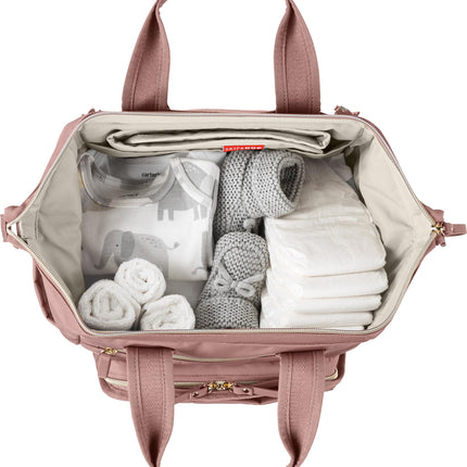 Skip Hop Diaper Bag Backpack: Mainframe Large Capacity Wide Open Structure with Changing Pad & Stroller Attachement, Dusty Rose