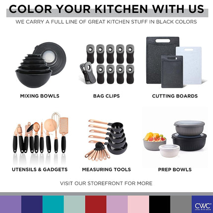 COOK WITH COLOR Prep Bowls with Lids- 8 Piece Nesting Plastic Small Mixing Bowl Set with Lids (Black Ombre)