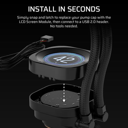 Corsair NAUTILUS RS LCD Module – For NAUTILUS RS and NAUTILUS RS ARGB AIO CPU Coolers – 2.1" IPS LCD Screen, Easy Tool-Free Installation – Black
