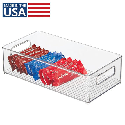 InterDesign 70530 Refrigerator and Freezer Storage Organizer Bins for Kitchen, 8" x 4" x 14.5", Clear Large