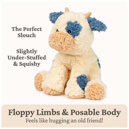 GUND Cozys Collection Vaca, Peluche para 0 años en adelante, Juguete de peluche para decoración primaveral, Crema/Azul, 25.4 cm