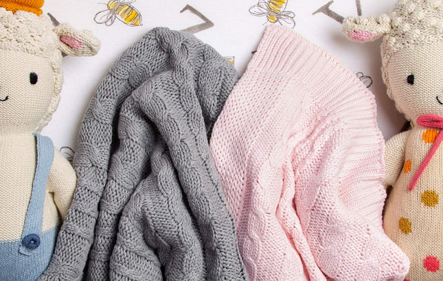 Burt's Bees Baby - Cable Knit Blanket, Baby Nursery & Stroller Blanket, 100% Organic Cotton, 30" x 40"