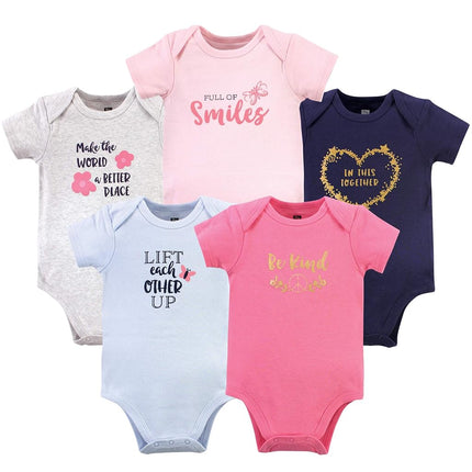 Lot de 5 Bodys Bébé en Coton Hudson Baby, Be Kind Bleu, 9-12 Mois