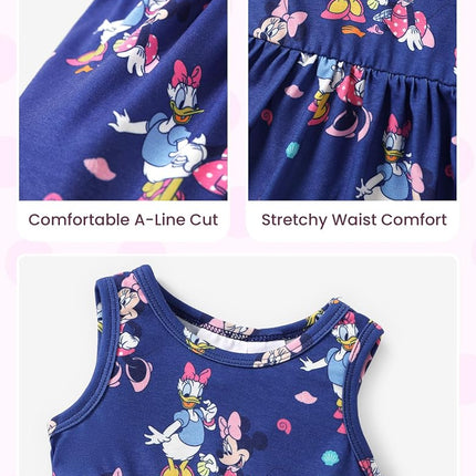 Disney Minnie Mouse Little Girls Leopard Panel Mesh Dress 3-10 Years, Deepblue, 4-5 Years