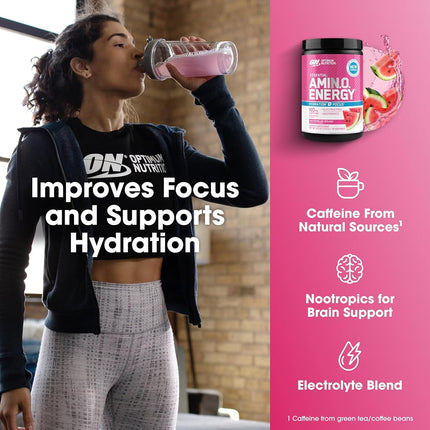 OPTIMUM NUTRITION Amino Energy + Electrolytes Powder, Watermelon Splash, 285g, 30 Servings