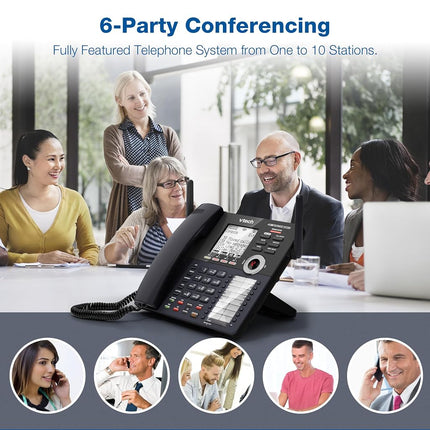 VTech AM18447 Main Console 4-Line Small Business Phone System - Expandable to 10 Stations, Digital Answering Machine, Auto Attendant, Intercom & Custom Music on Hold, Black