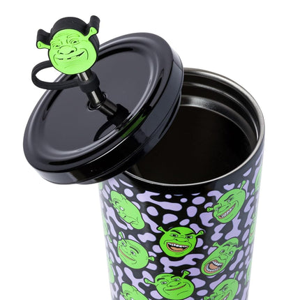 Gobelet en acier inoxydable Silver Buffalo Shrek It Out Toss Face 24 oz avec paille, capuchon et couvercle