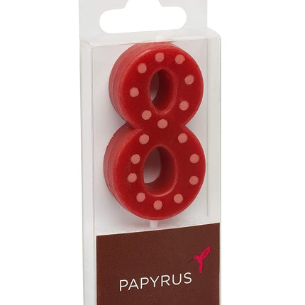 Lot de bougies d'anniversaire Papyrus Premium, à pois rouges (chiffres de 0 à 9, 10 pièces)