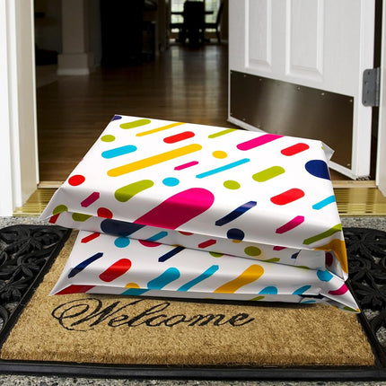 Poly Mailers 10x13 Inch 100 Pcs - Color Stripe Printed Shipping Bags, 2.4mil Thickness, Waterproof and Tear Resistant Mailing Envelopes, Self-Sealing Packaging Bags for Small Business
