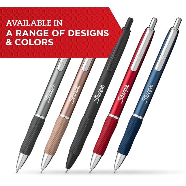 Sharpie S-Gel, Gel Pens, Sleek Metal Barrel, Matte Black, Medium Point (0.7mm), Black Ink, 12 Count