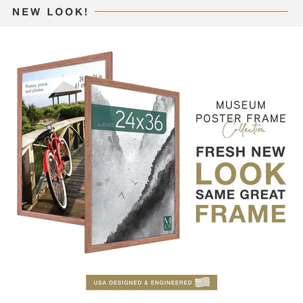 MCS Museum Poster Frame 24x36 Medium Oak Woodgrain, Vertical & Horizontal Wall Hanging Large Picture Frame for Photos, Posters & Art Prints (1-Pack)